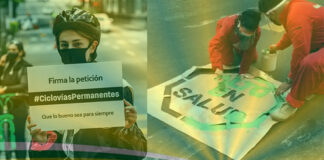 Activistas etiquetan carriles de Insurgentes en CDMX para exigir ciclovía permanente